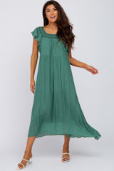 Green Tiered Ruffle Midi Dress