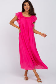 Fuchsia Tiered Ruffle Midi Dress