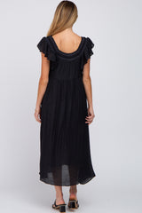 Black Tiered Ruffle Maternity Midi Dress