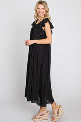 Black Tiered Ruffle Midi Dress