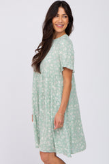 Mint Green Floral Tiered Ruffle Sleeve Dress