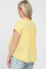 Yellow Short Sleeve Curved Hem Maternity Top