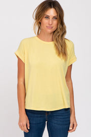 Yellow Short Sleeve Curved Hem Top