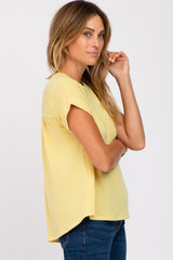 Yellow Short Sleeve Curved Hem Top