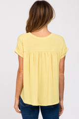 Yellow Short Sleeve Curved Hem Top