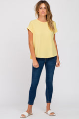 Yellow Short Sleeve Curved Hem Top