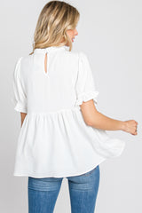 White Ruffle Trim Blouse