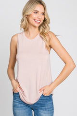 Light Pink Solid Sleeveless Top