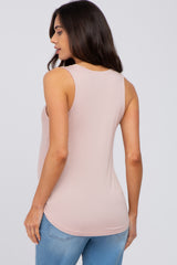 Light Pink Solid Sleeveless Maternity Top