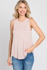 Light Pink Solid Sleeveless Top