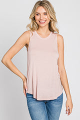 Light Pink Solid Sleeveless Top