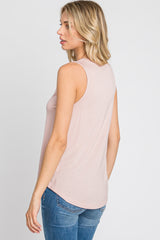 Light Pink Solid Sleeveless Top