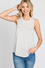 Grey Solid Sleeveless Top