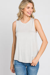 Grey Solid Sleeveless Top