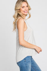 Grey Solid Sleeveless Top