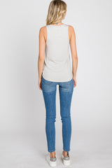 Grey Solid Sleeveless Top