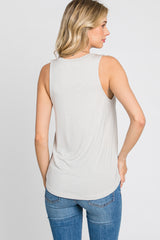 Grey Solid Sleeveless Top