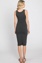 Charcoal Basic Sleeveless Fitted Dress