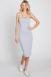 Heather Grey Basic Sleeveless Fitted Dress