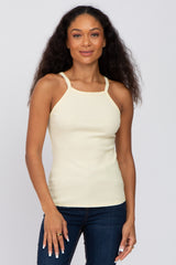 Yellow Ribbed Square Neck Maternity Tank Top