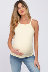 Yellow Ribbed Square Neck Maternity Tank Top