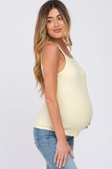 Yellow Ribbed Square Neck Maternity Tank Top