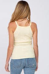 Yellow Ribbed Square Neck Maternity Tank Top