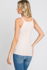 Light Pink Ribbed Square Neck Tank Top