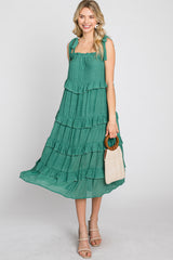 Green Ruffle Tiered Midi Dress