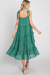 Green Ruffle Tiered Midi Dress