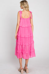 Fuchsia Ruffle Tiered Midi Dress