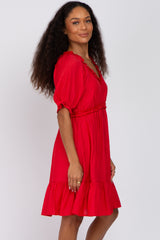 Red Ruffle Accent Dress