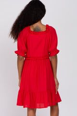 Red Ruffle Accent Dress