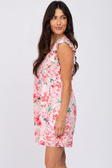 Pink Floral Ruffle Sleeve Babydoll Dress