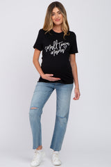 Black "Small Town Mama" Maternity Graphic Top