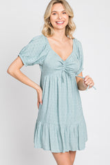 Aqua Swiss Dot Sweetheart Dress