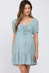 Aqua Swiss Dot Sweetheart Maternity Dress