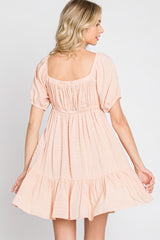 Peach Swiss Dot Sweetheart Dress