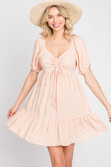 Peach Swiss Dot Sweetheart Dress