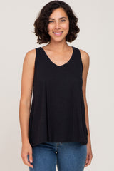 Black V-Neck Hi-Low Maternity Tank Top