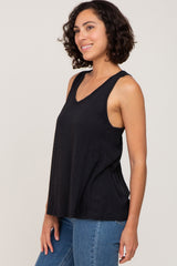 Black V-Neck Hi-Low Tank Top