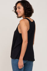 Black V-Neck Hi-Low Tank Top