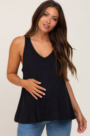 Black V-Neck Hi-Low Maternity Tank Top