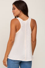 Cream V-Neck Hi-Low Maternity Tank Top