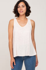 Cream V-Neck Hi-Low Tank Top