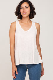 Cream V-Neck Hi-Low Tank Top