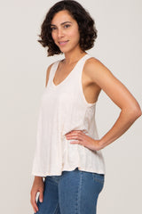 Cream V-Neck Hi-Low Tank Top