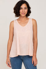 Light Pink V-Neck Hi-Low Maternity Tank Top