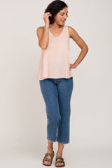 Light Pink V-Neck Hi-Low Tank Top