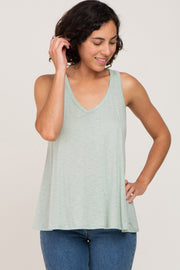 Light Olive V-Neck Hi-Low Tank Top